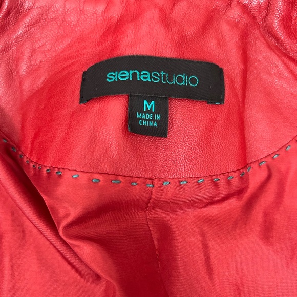 Siena Studio Red Leather Quilted Jacket with unique Silver Closures size Medium - Picture 7 of 14